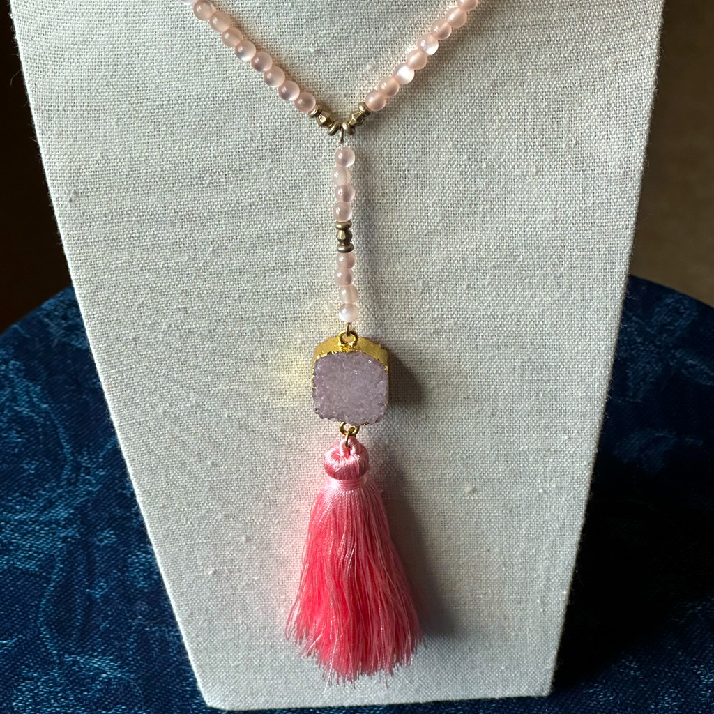 Banana Republic Pink Druzy Tassel Necklace